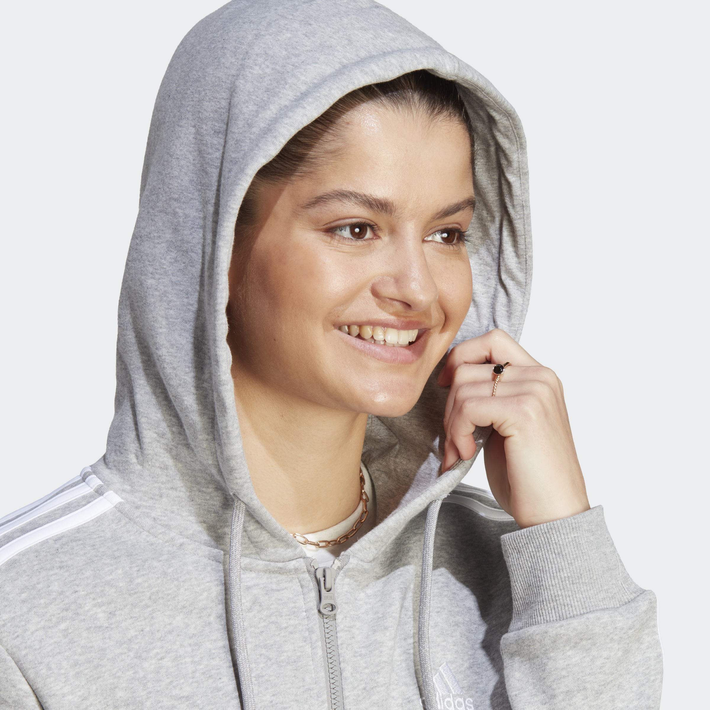 جاكيت Essentials 3-Stripes Full-Zip Fleece